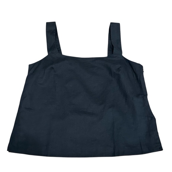 NEW J. CREW Factory Linen Blend square neck Tank Top in black size Large - Picture 5 of 7